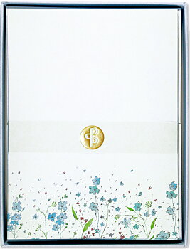 Boxed Stationery Set : Blue Flowers - Ask med 30 brevpapper och 24 kuvert