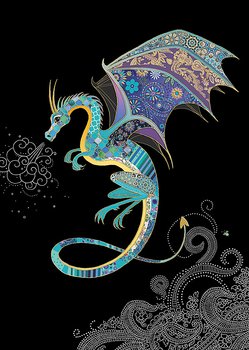 Bug Art : Blue Dragon - kort med kuvert 
