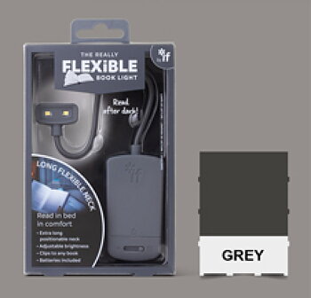 The Really Flexible Book Light : Flexibel och dimbar läslampa med lång arm och flera funktioner - Grå