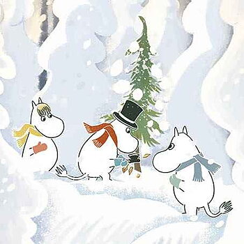 Mumin : Jul - att hugga julgran - Kort med kuvert