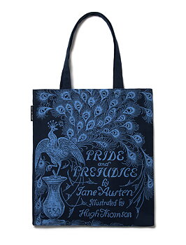 Jane Austen : Pride and Prejudice Peacock Tote bag - Tygväska med det klassiska Hugh Thomson-omslaget!