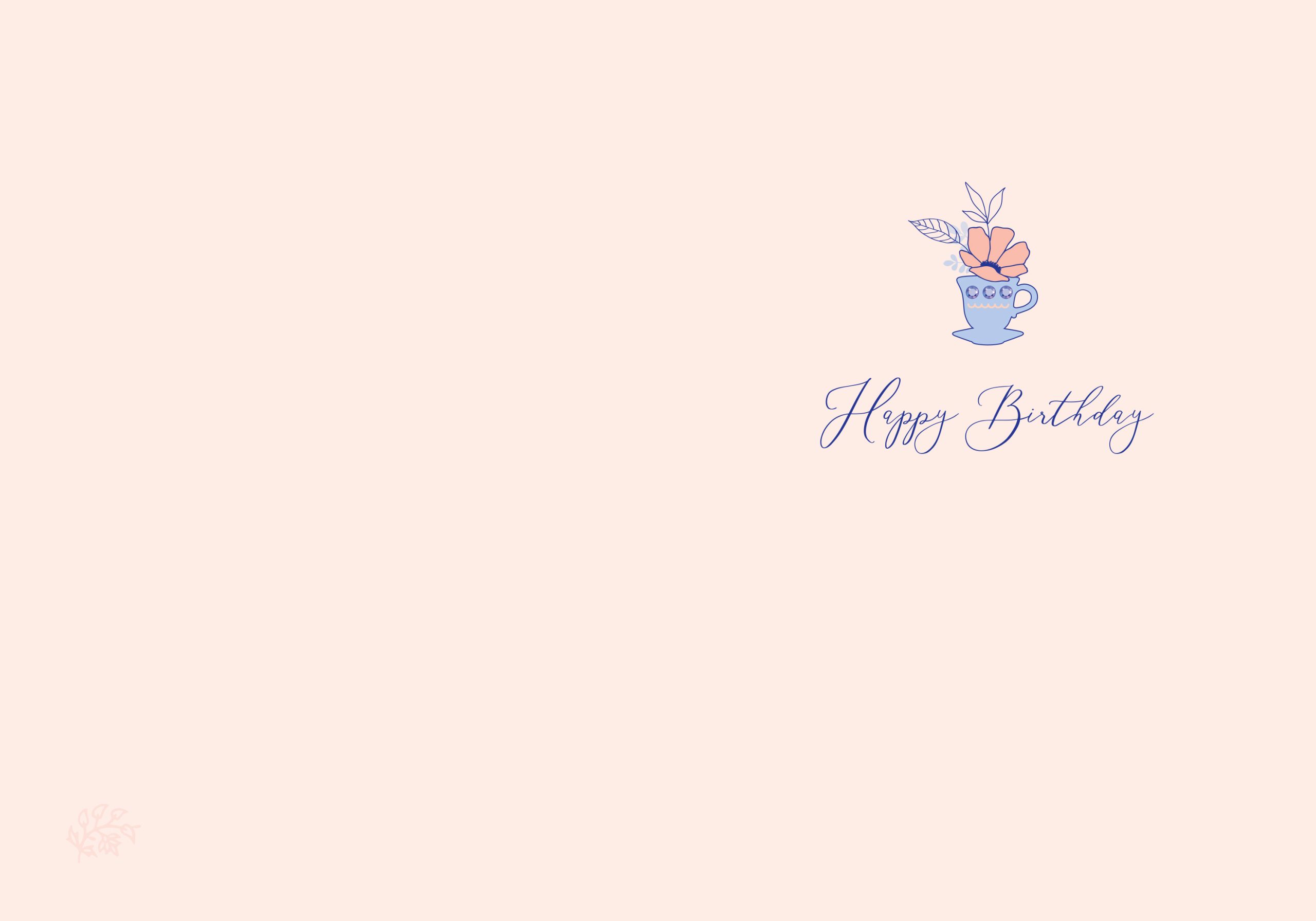 Jane Austen : Tea Party Birthday Embellished Card - kort med pärlor och kuvert - 3