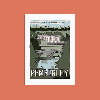 Fictional Travel Poster : Pemberley - Vinyl Sticker 