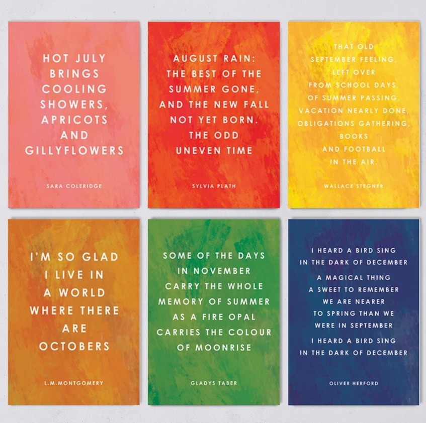 Bookishly : Postcard Set Year of Literary Quotes - 12 vykort med månadscitat för hela året - köp till smarta bordshållaren! - 2