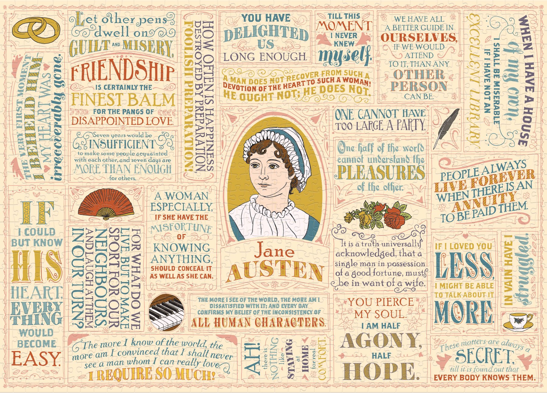 Jane Austen : Literary Quotes - Pussel 1000 bitar