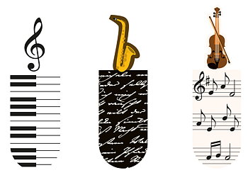 Libri_x : Musik - Magnetbokmärken 3 st på kort 