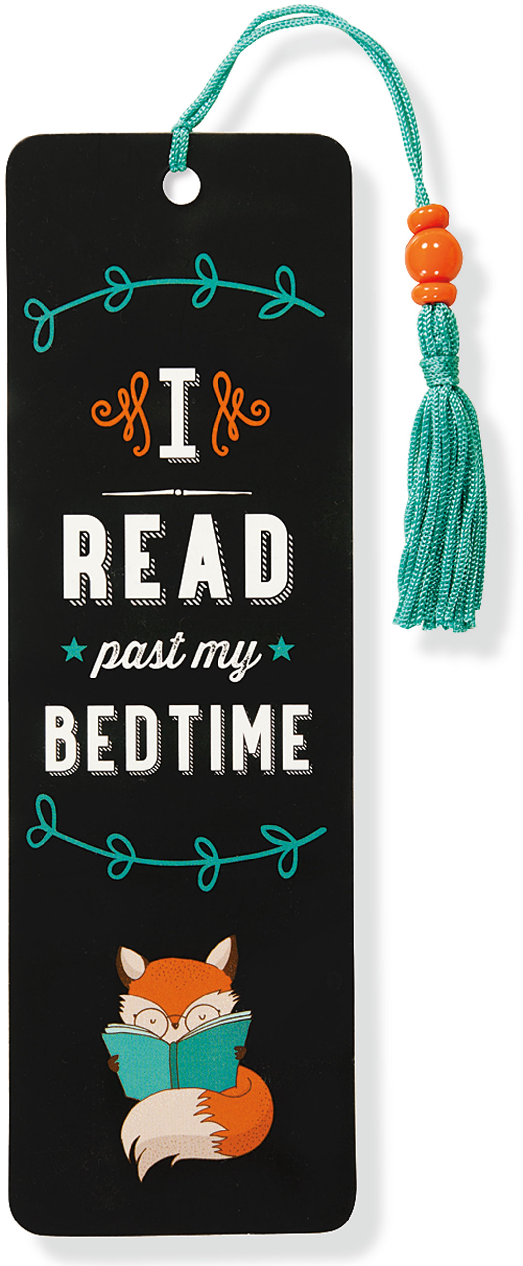 I read past my bedtime : bokmärke med tofs och pärla