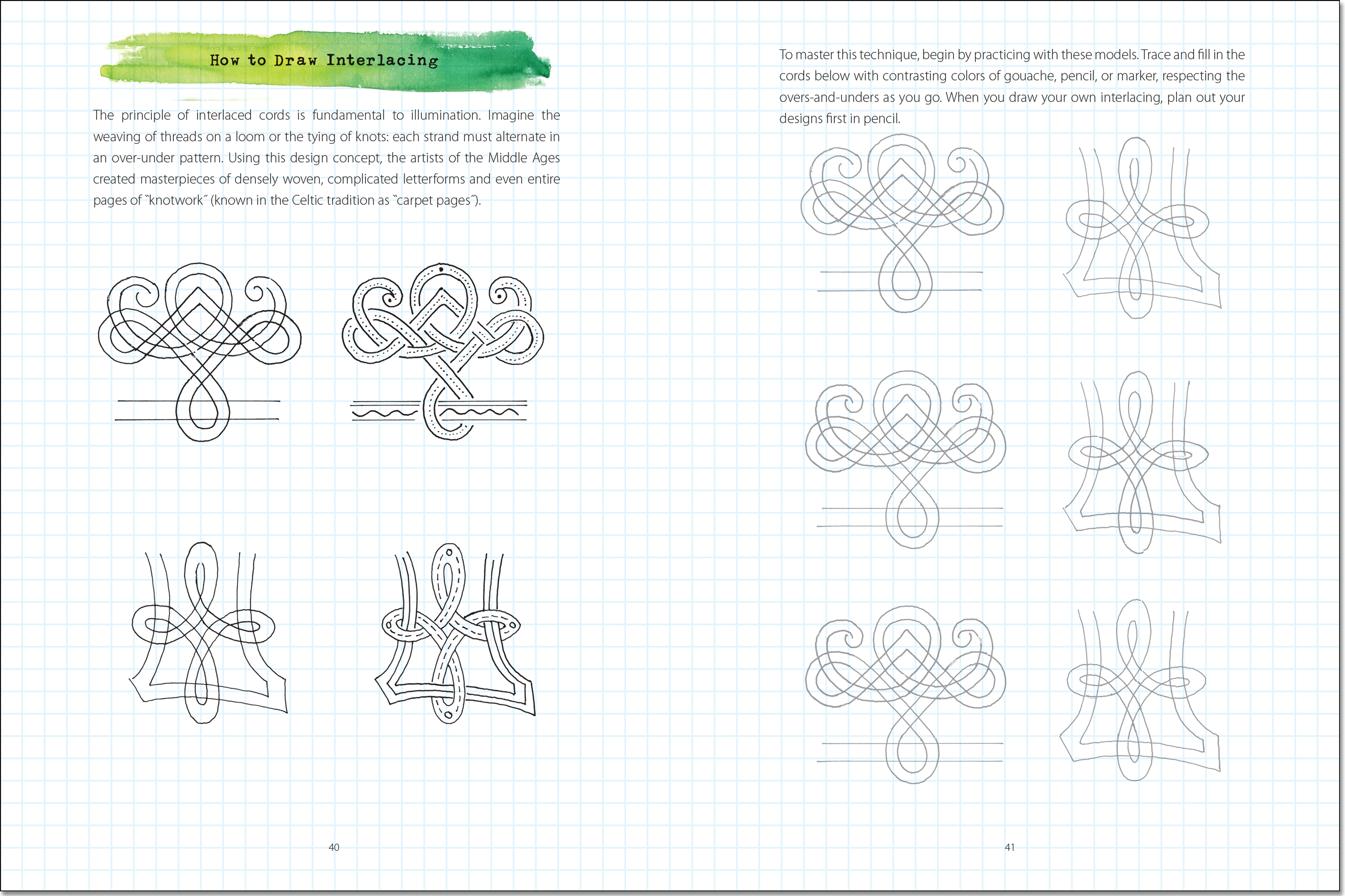 Illuminated letters sketchbook :  skrivbok med rutade blad för att lära sig att göra illuminerade bokstäver  - 5