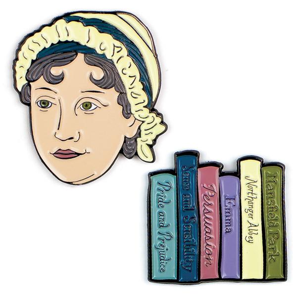 Jane Austen : JA & Books pins
