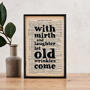 Book Page Print : Shakespeare With mirth and laughter