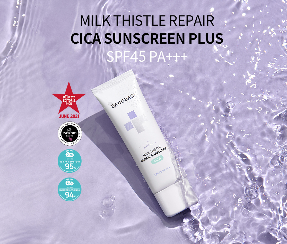 KORT UTLØPSDATO JUNI26 BANOBAGI - MILK THISTLE REPAIR CICA SUNSCREEN PLUS SPF45 PA+++ 50ML - 3