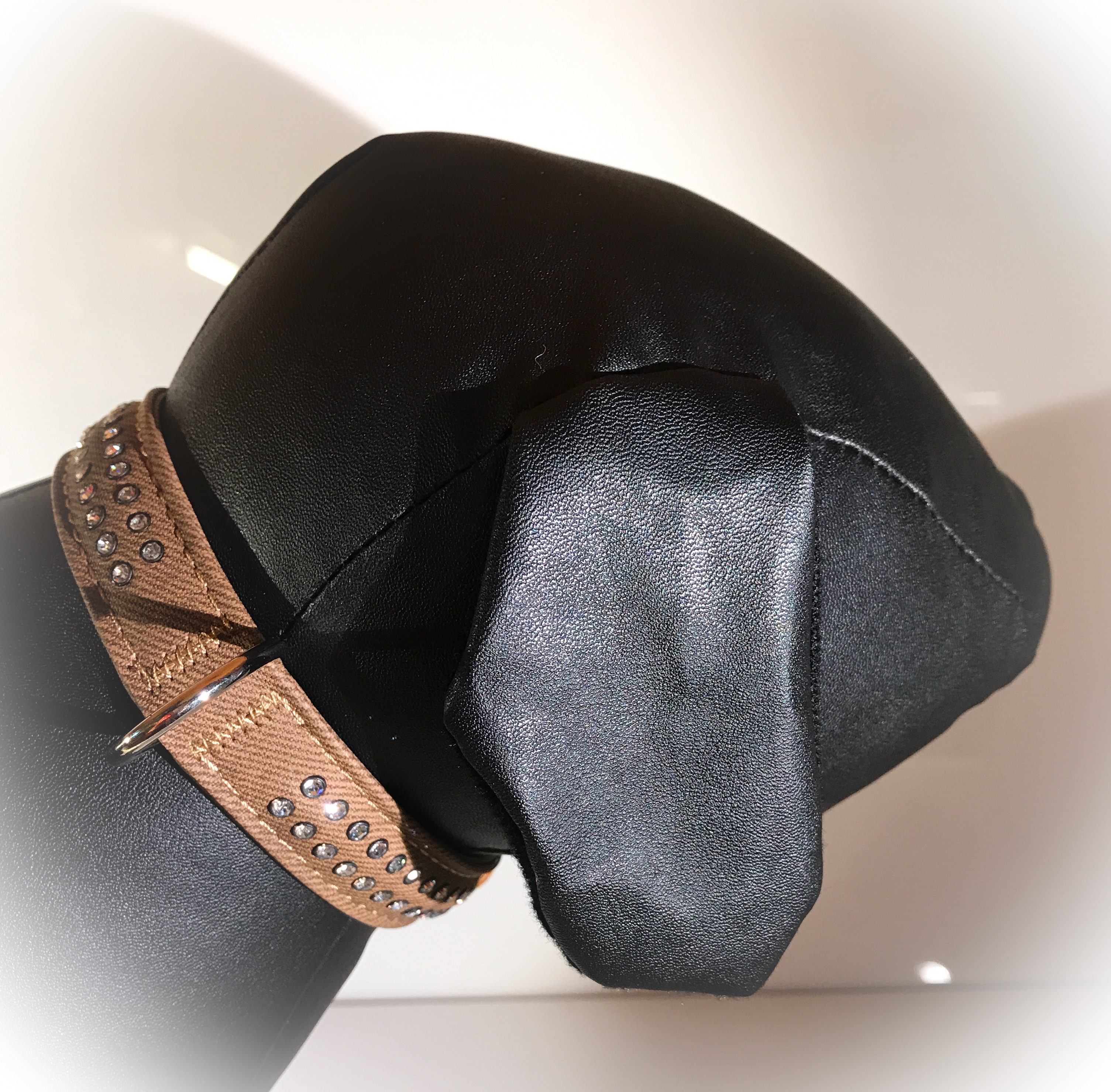 Hundhalsband PU stone Brun