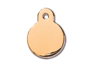 Graverad ID-bricka rund RUND S blank guldfärg 2x2 cm