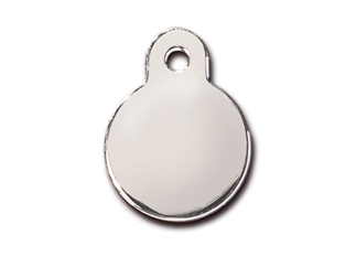 Graverad ID-bricka RUND S silverfärg 2x2 cm
