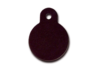 Graverad ID-bricka RUND S svart 2x2 cm