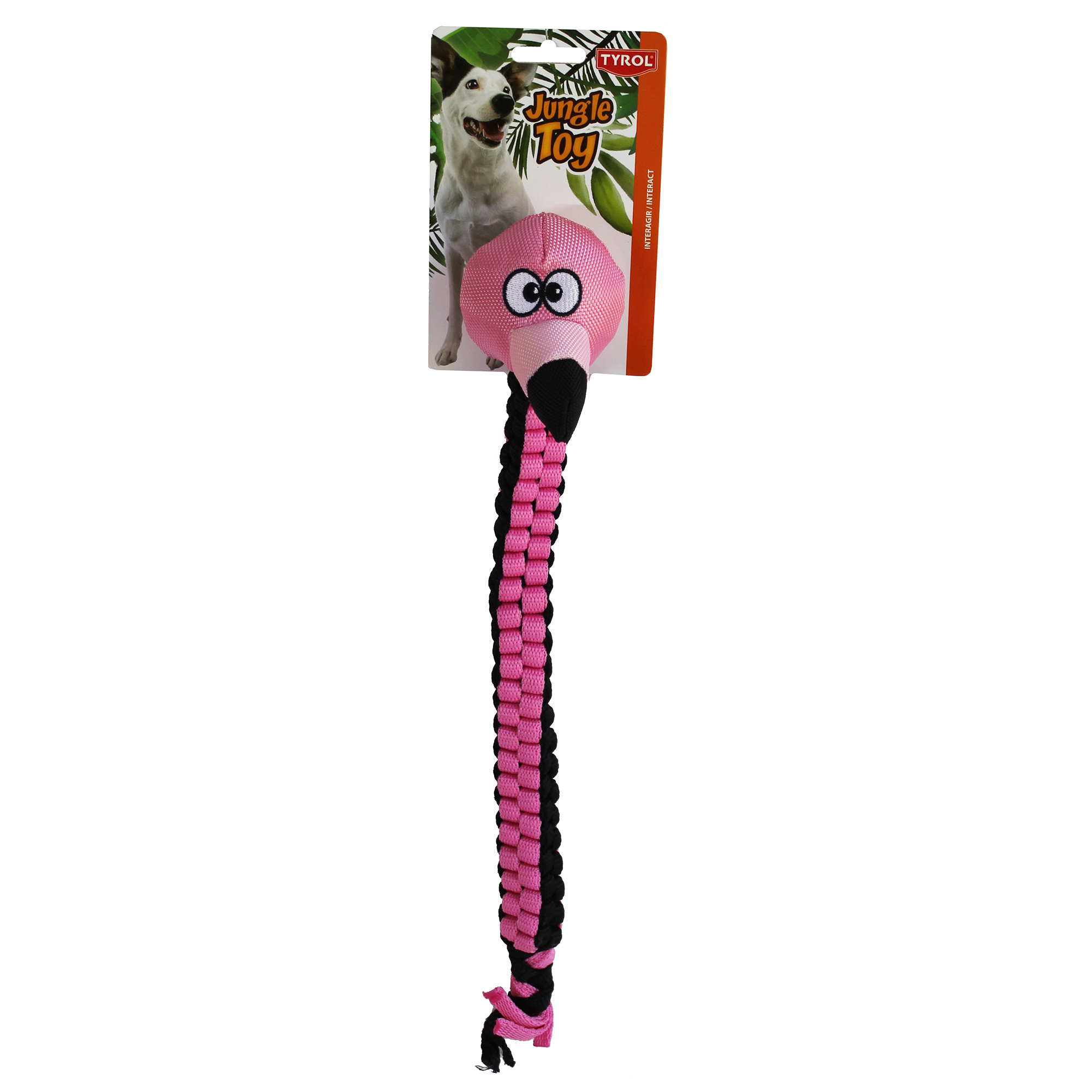 Hundleksak flätad flamingo