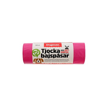 Bajspåsar knythandtag 50-pack rosa