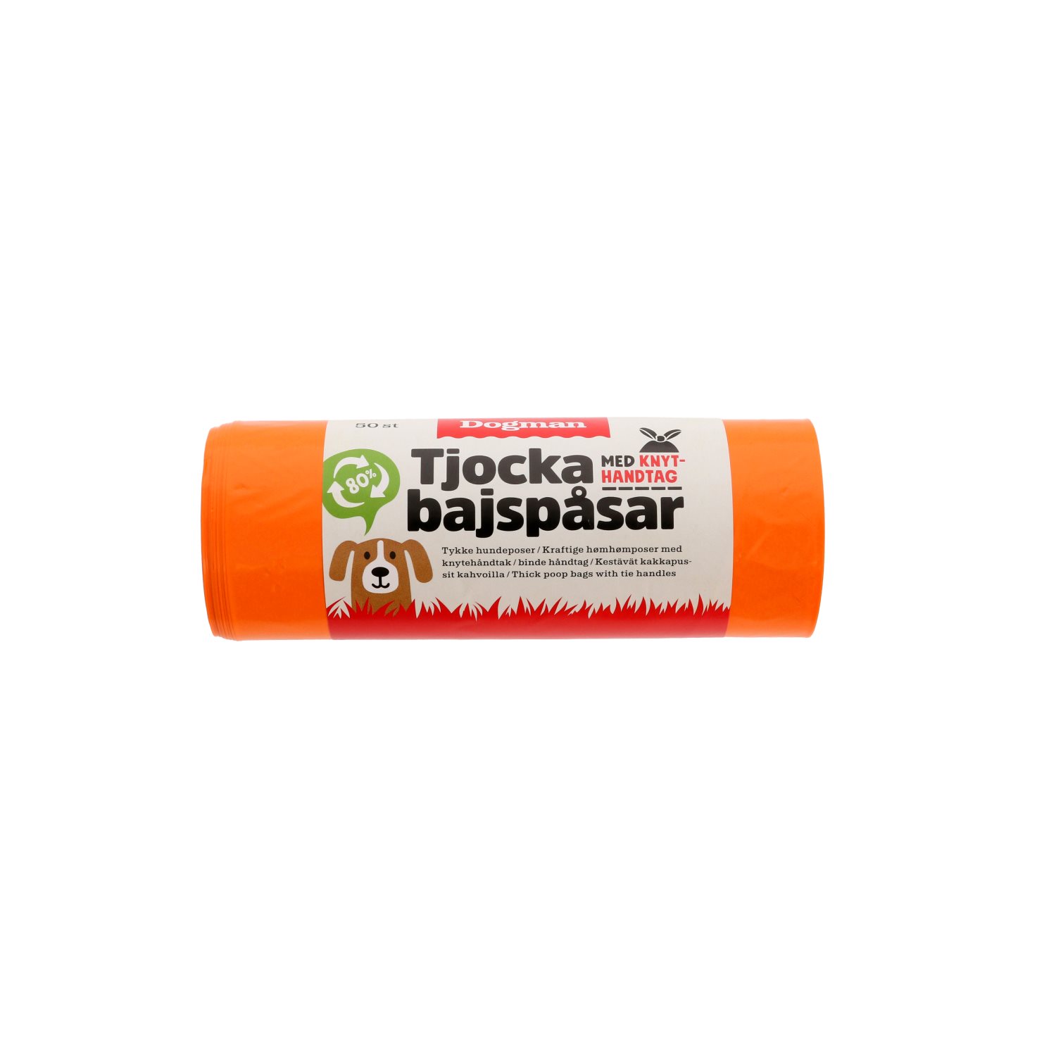 Bajspåsar knythandtag 50-pack orange