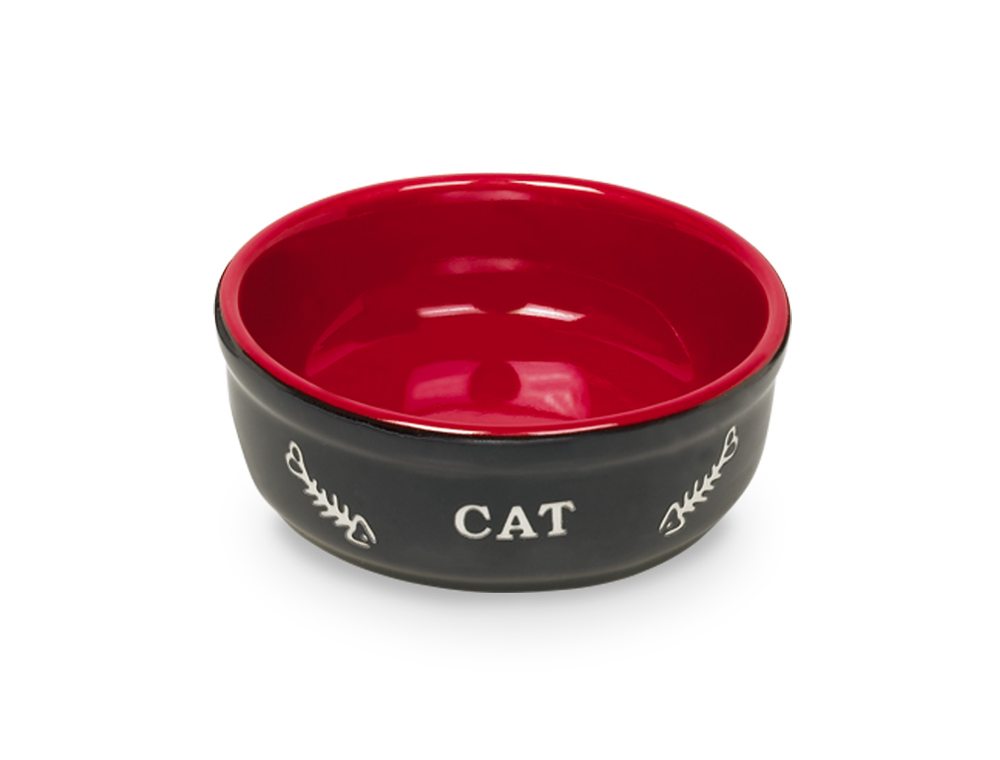 Keramikskål CAT 0,3L Svart/röd