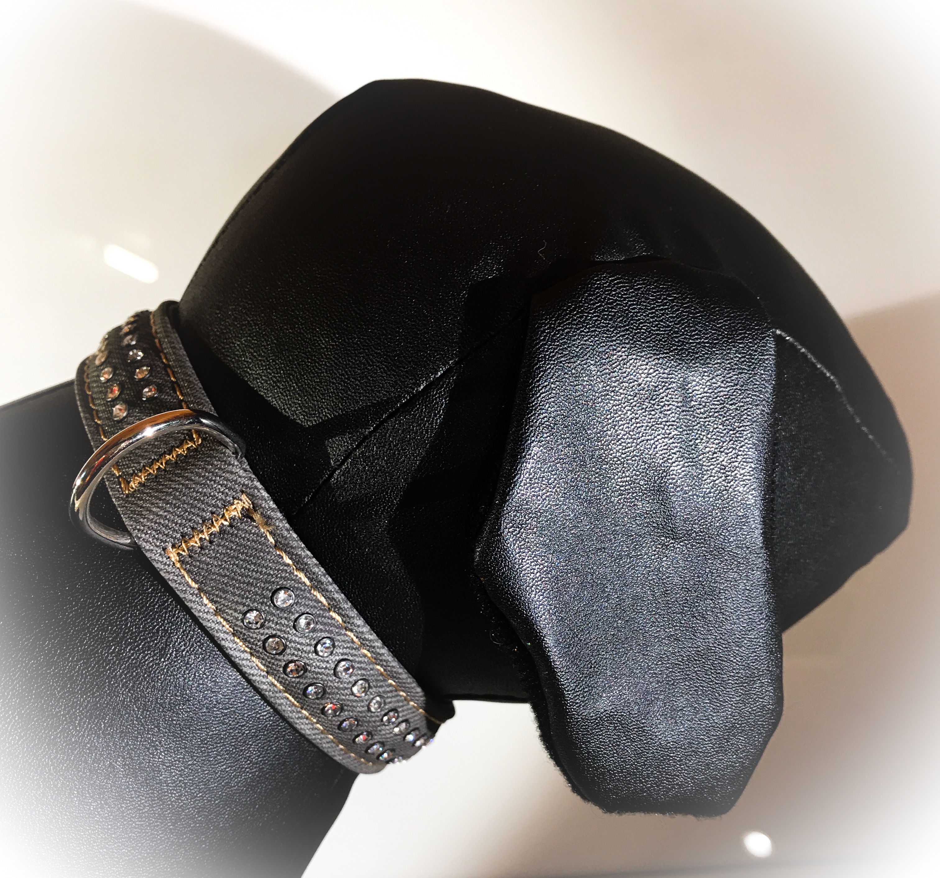 Hundhalsband PU stone Svart