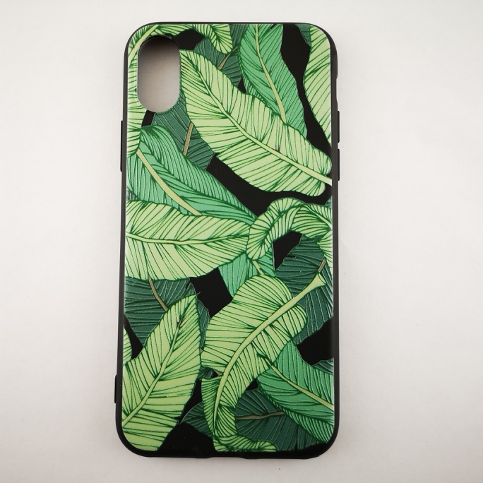 iPhone X och iPhone XS  Skal-blommor-grön