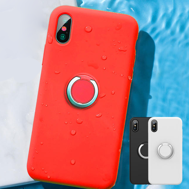 iPhone XS Max Skal - Mikrofiber Silikon med Ringhållare - 5