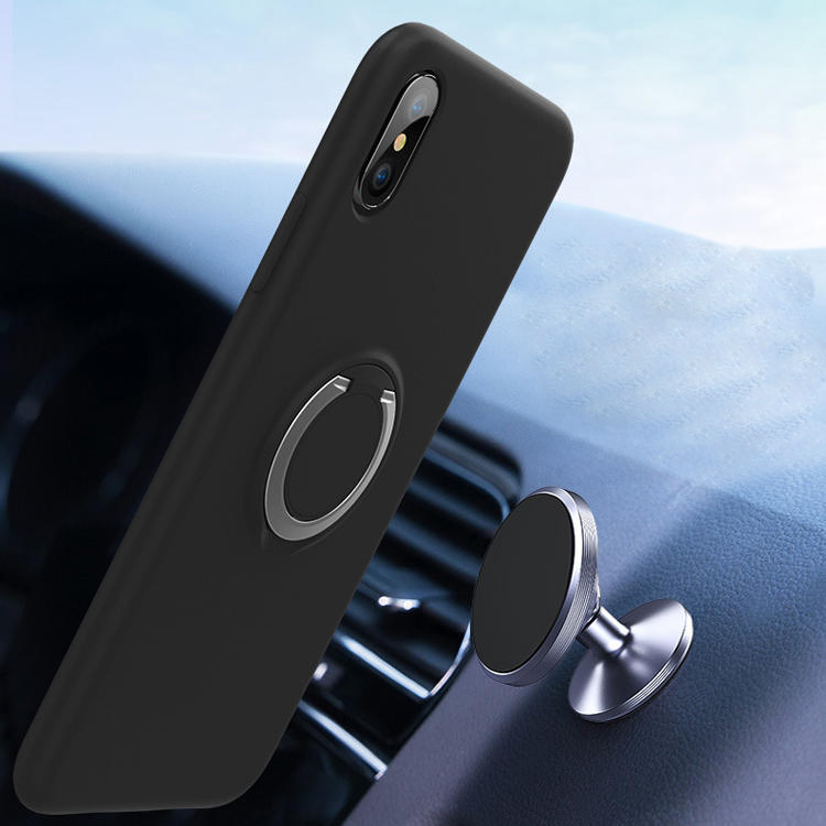 iPhone XS Max Skal - Mikrofiber Silikon med Ringhållare - 4