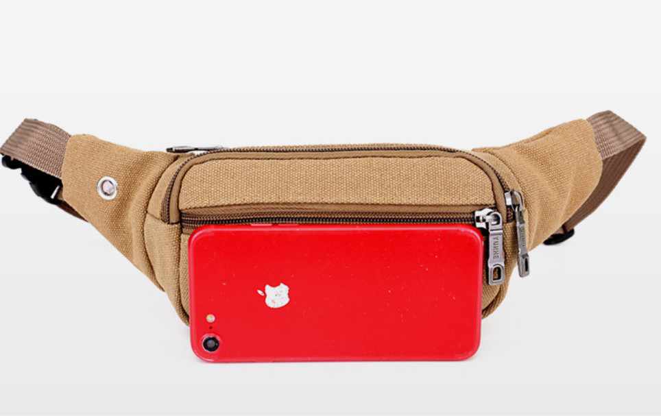 Waist Bag - 3 Compartments Canvas Adjustable Different Colors - 13