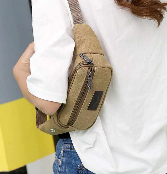 Waist Bag - 3 Compartments Canvas Adjustable Different Colors - 11