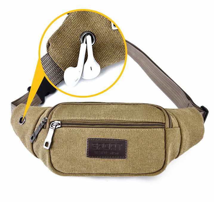 Waist Bag - 3 Compartments Canvas Adjustable Different Colors - 4