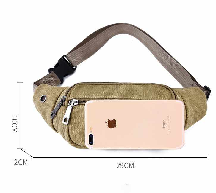 Waist Bag - 3 Compartments Canvas Adjustable Different Colors - 12