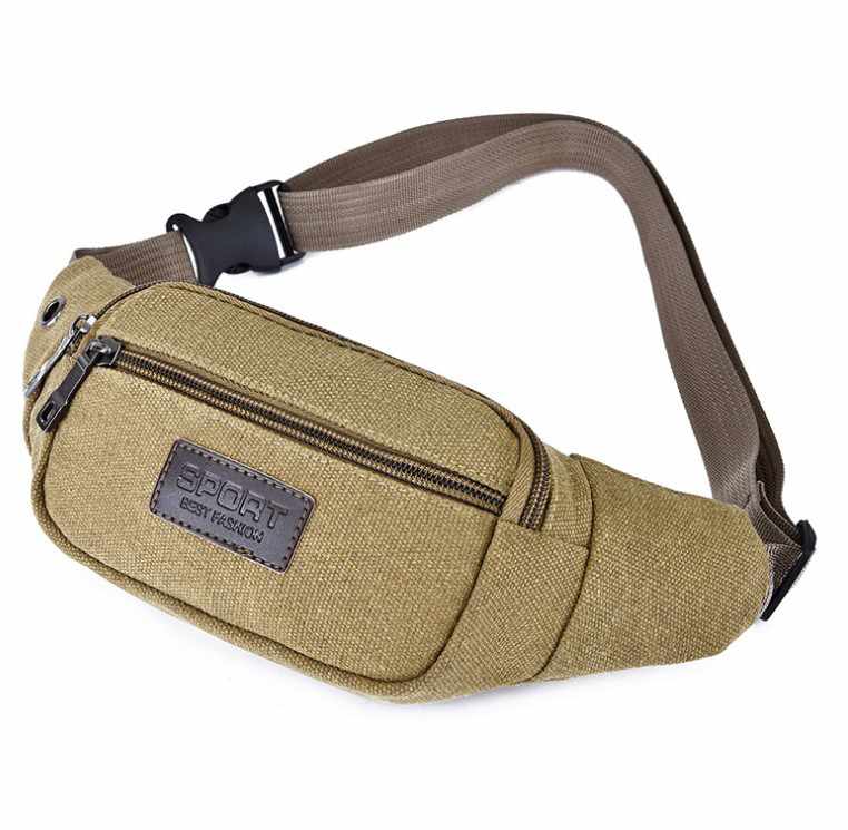 Waist Bag - 3 Compartments Canvas Adjustable Different Colors - 8