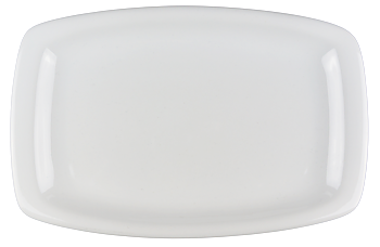 Rectangular Porcelain Plate Rounded Edges - 6 pack