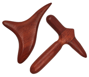 Wooden Massage Tool for Relaxation Combined Triangle &amp; Hammer Wine Red