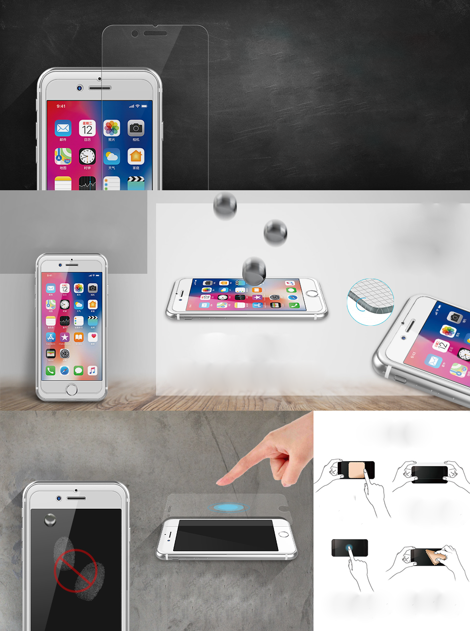 iPhone 6/7/8/SE (2020/2022) - Skärmskydd Härdat Skyddsglas Transparent - 2