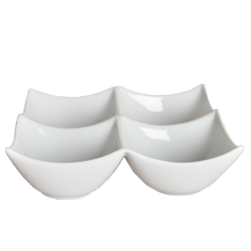 Square Porcelain Plate Large Four Bowls - 6 pack