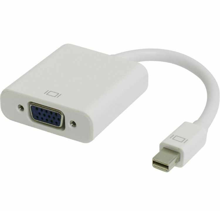 Mini DisplayPort (Hane) till VGA (Hona) Adapter – Vit