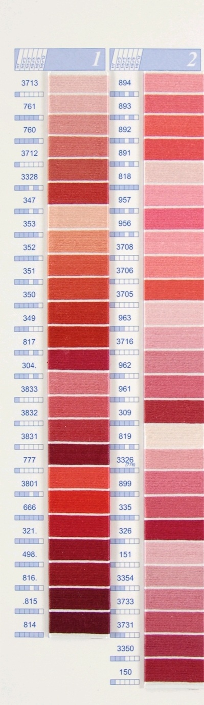DMC moulinégarn 25 Färgkarta rad 1-2