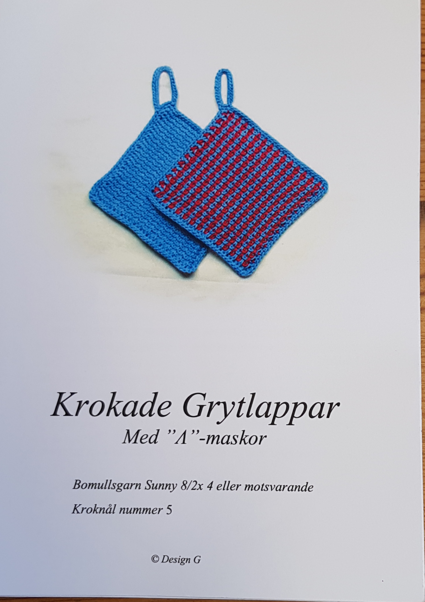 Krokade Grytlappar Blå