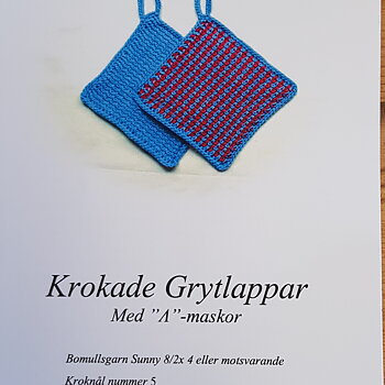Krokade Grytlappar Blå