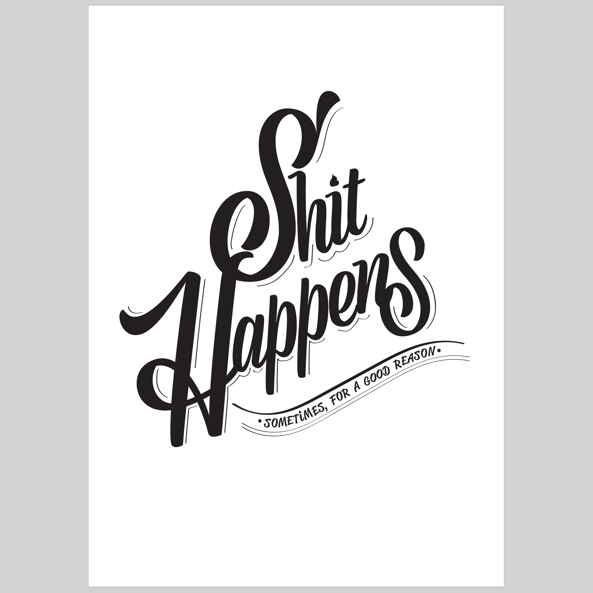 Shit Happens, svartvit poster 50x70cm - 4