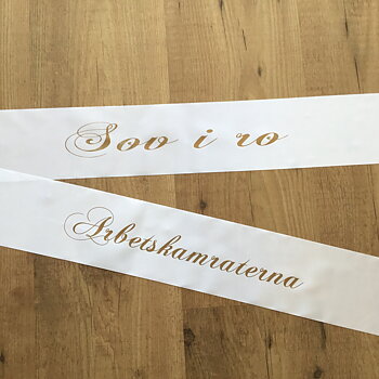 Begravningsband vitt med guld text - nr 802
