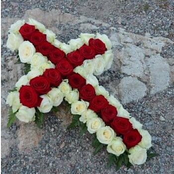 Begravningsblomma kors av rosor - nr 711