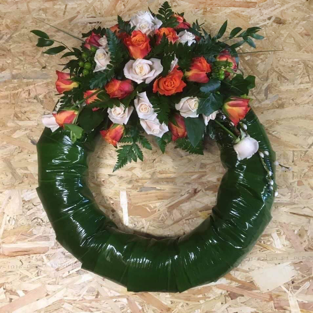 Begravningsblomma krans i höstfärger - nr 104