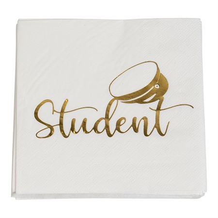 Servetter Student - vita & guld 33 x 33