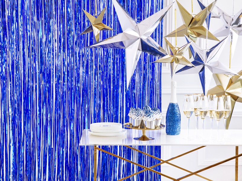 Draperi metallic blå