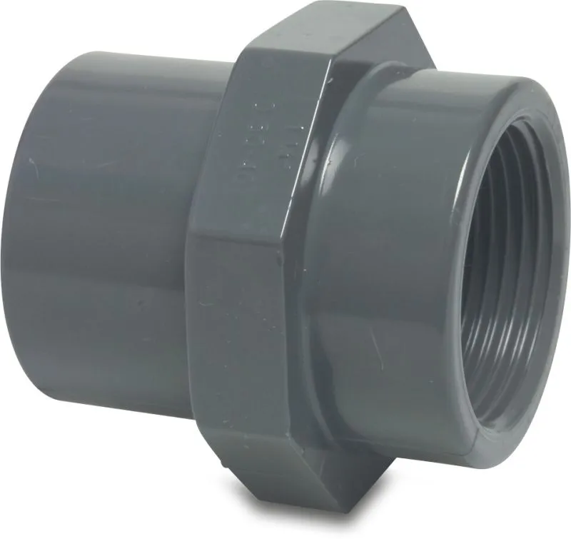 PVC-Övergångsnippel 32/40 mm x 1" limsockel/limkoppling till invändig gänga 10bar