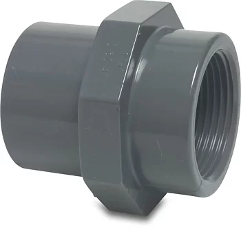 PVC-Övergångsnippel 32/40 mm x 1 1/4" limsockel/limkoppling till invändig gänga 10bar