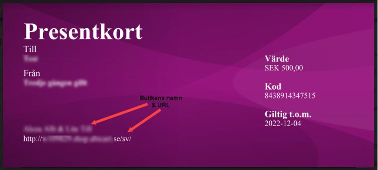 Presentkort 500kr (gäller i webshopen)