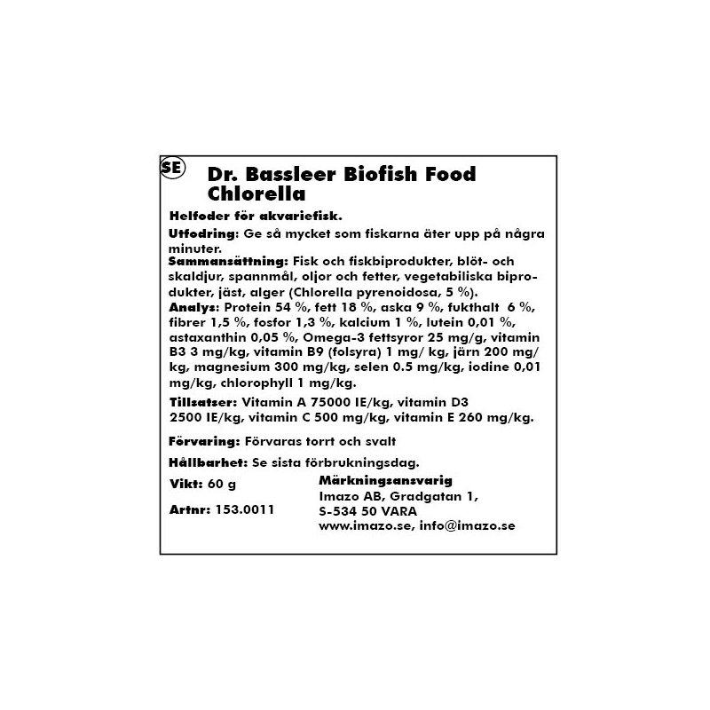Aquarium Münster Dr. Bassleer Biofishfood Chlorella M 60g - 2